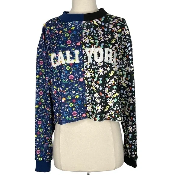 CYNTHIA ROWLEY X BANDIER Cali York Floral Cropped Sweatshirt - Picture 2 of 5